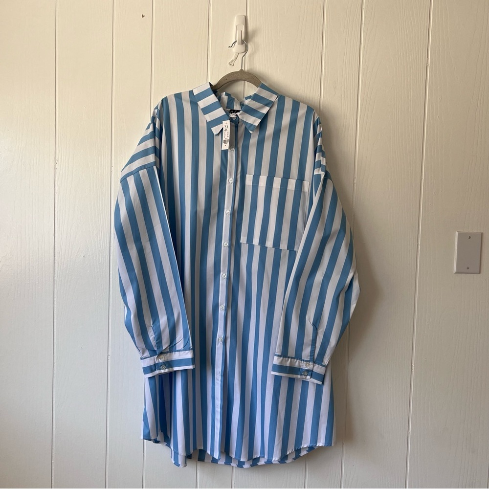 New York & Company Blue and White Striped Tunic (NWT)